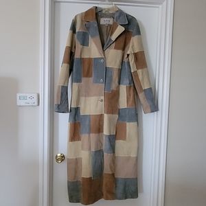 Vintage Leather Full Length Patchwork Coat
